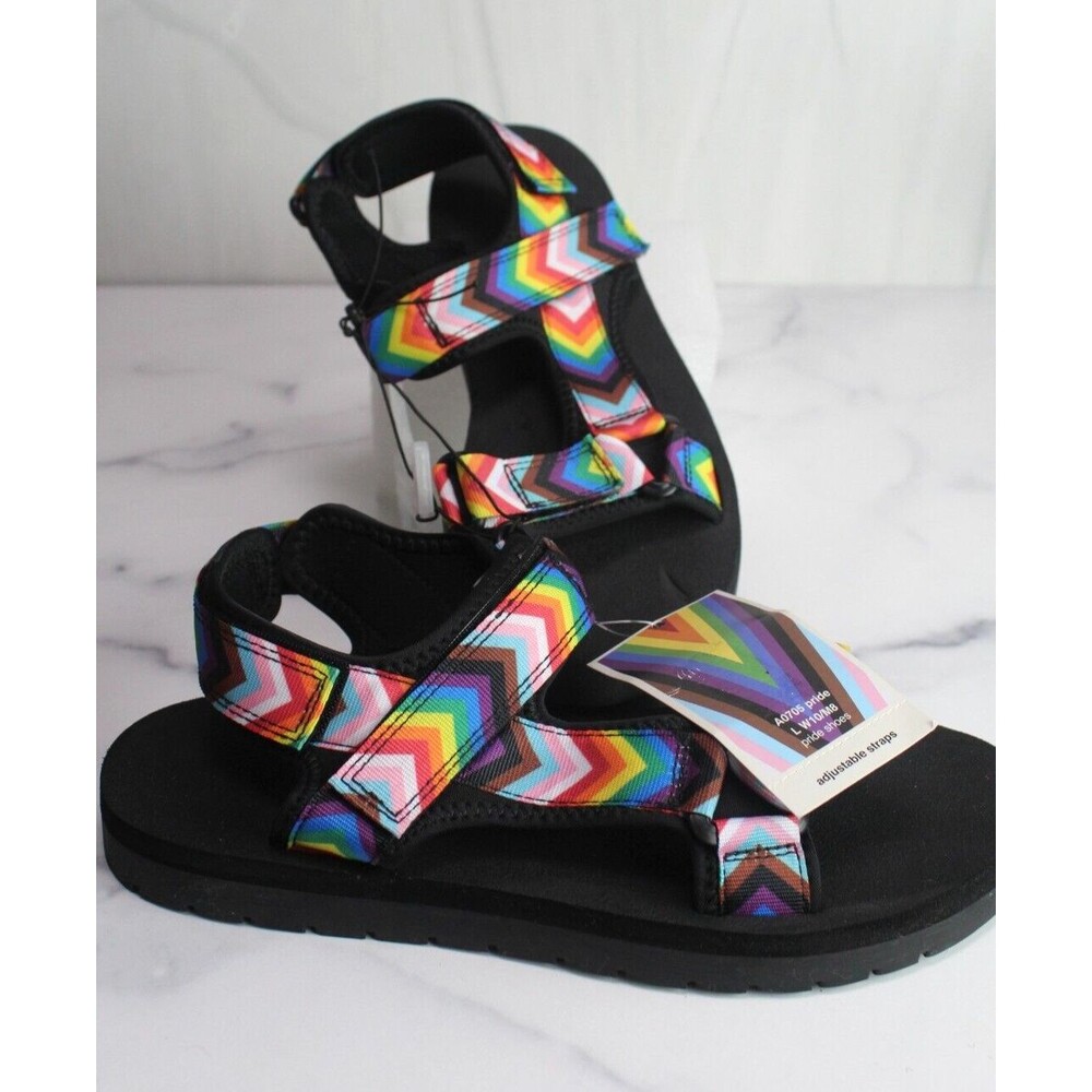Unisex Pride Multicolor Sandals TakePride Size L W10 M8 New No Box Pool Beach